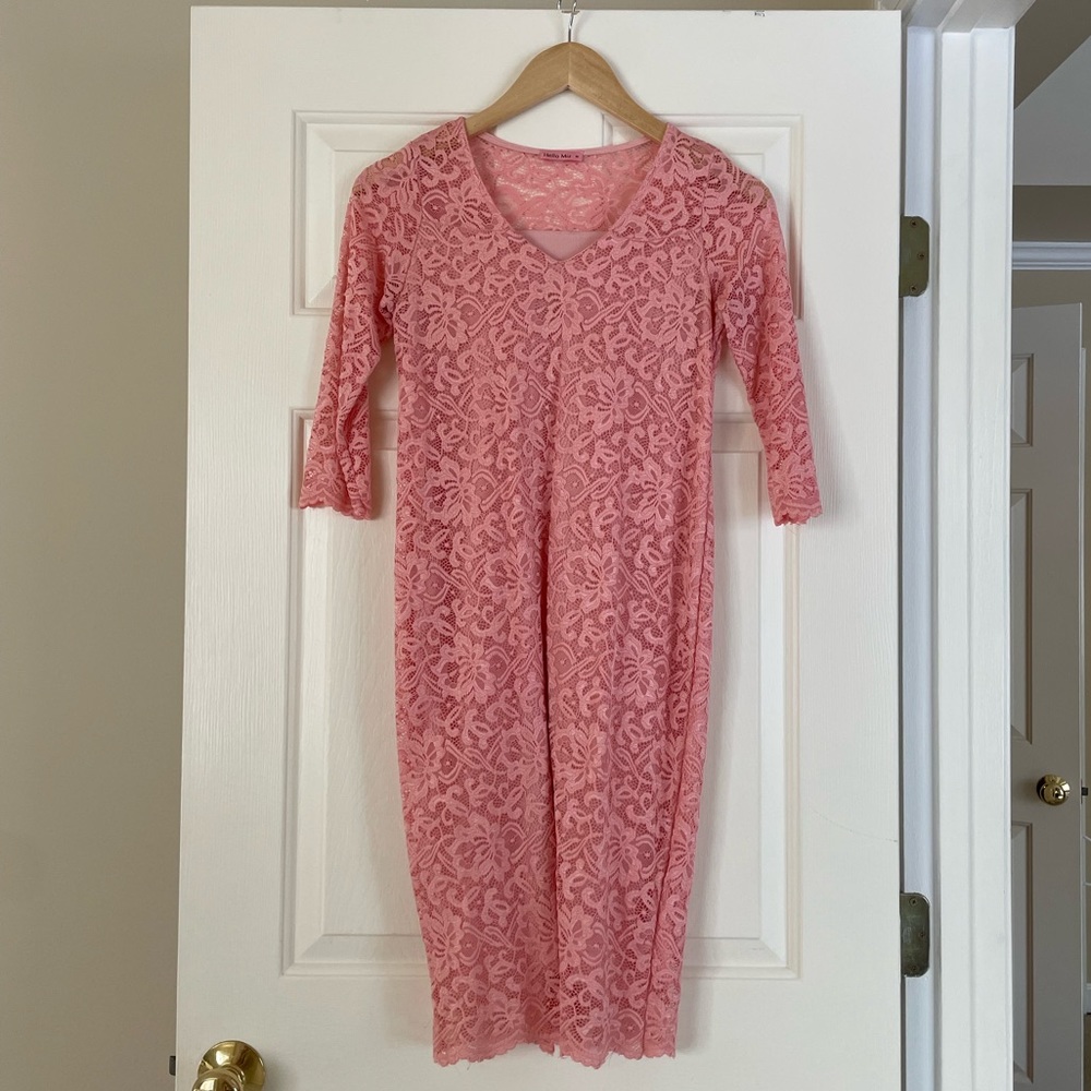 Hello Miz Pink Lace Maternity Dress - Medium